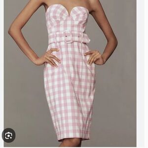 NWT Maeve Strapless Sweetheart Fitted Midi Dress Pink  Size L